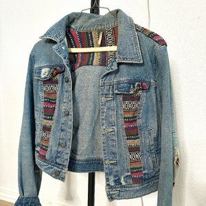 Free people boho Aztec Baja jean jacket